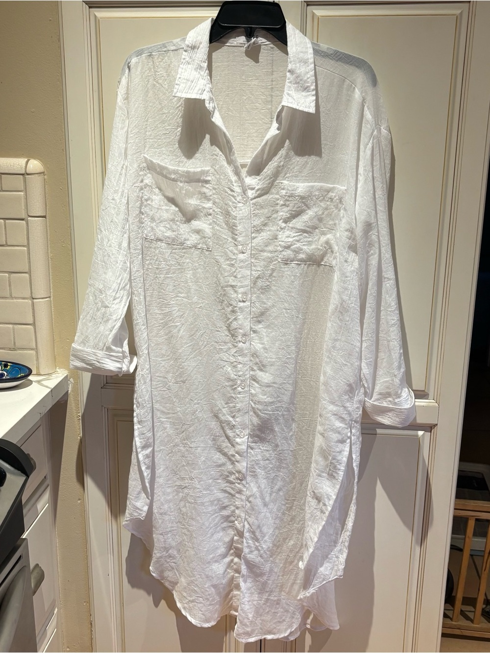L.I.F.E. size XL long white button down dress or coverup